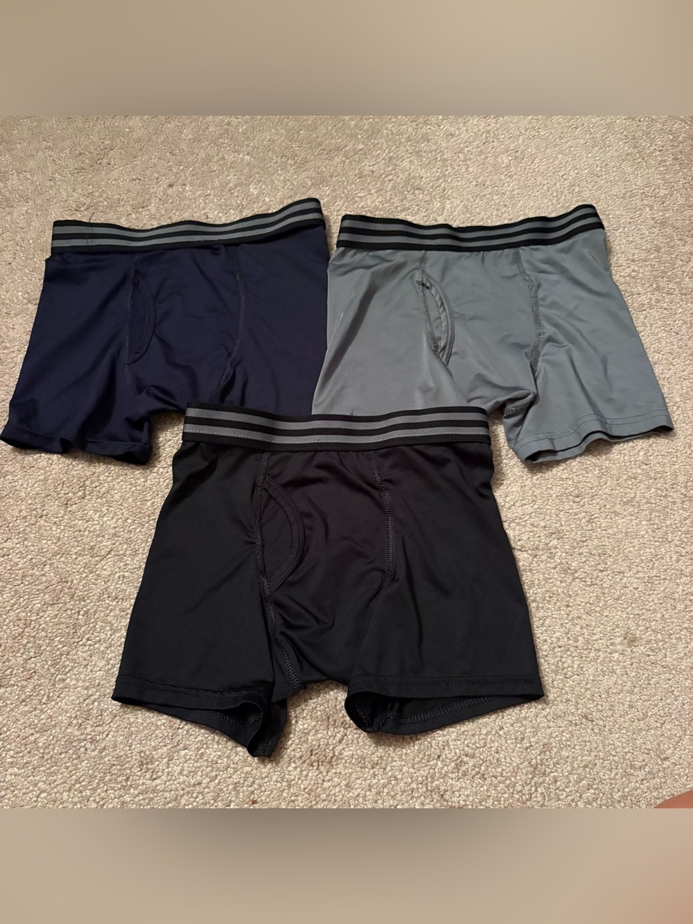 Starter Boys size small 6/7 Performance 3 Boxer Briefs - Navy, Gray, Black